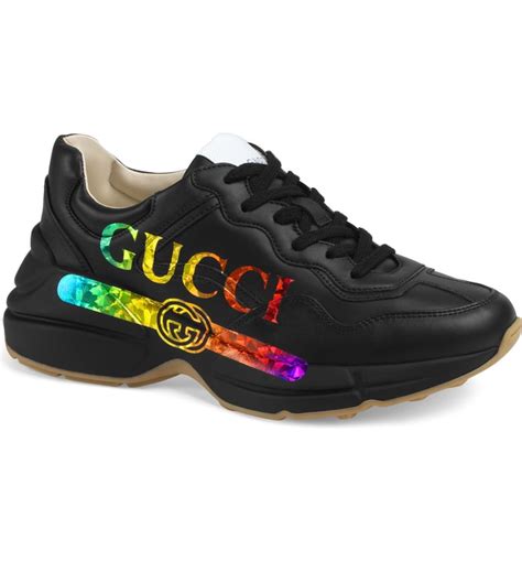 gucci black rainbow sneakers|Gucci rhyton sneakers price.